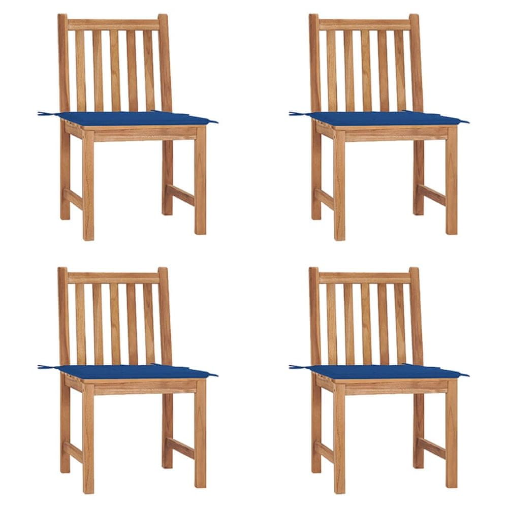 Vidaxl Záhradné stoličky 4 ks s podložkami tíkový masív